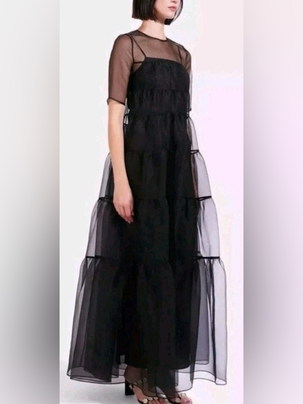 STAUD Black Tiered Hyacinth Dress BNWT